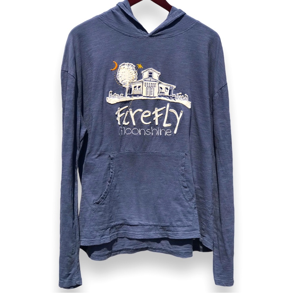 Firefly Moonshine Dusty Blue Hooded Long Sleeve T-Shirt - XL